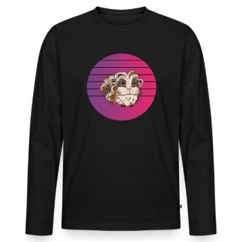 Conception rétro Vintage Lunkarya cochon d’Inde - T-shirt manches longues Premium bio Homme - noir - Devant - Nico (187cm)
