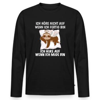 Niedliches Faultier ich höre auf wenn ich müde bin - Männer Premium Bio Langarmshirt - Schwarz - Vorne - Nico (187cm)