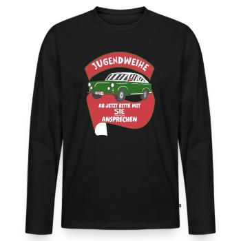 Jugendweihe 2024 Spruch DDR Ostalgie Trabbi - Männer Premium Bio Langarmshirt - Schwarz - Vorne - Nico (187cm)