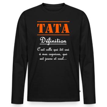 TATA DÉFINITION - T-shirt manches longues Premium bio Homme - noir - Devant - Nico (187cm)
