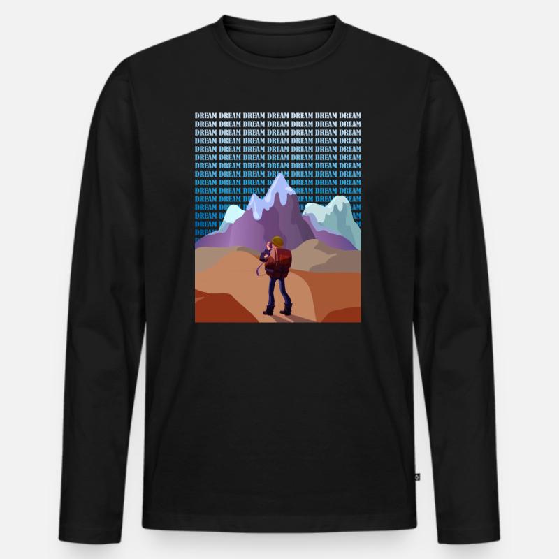 Such nach deinem Traum - Wanderer - Männer Premium Bio Langarmshirt - Schwarz