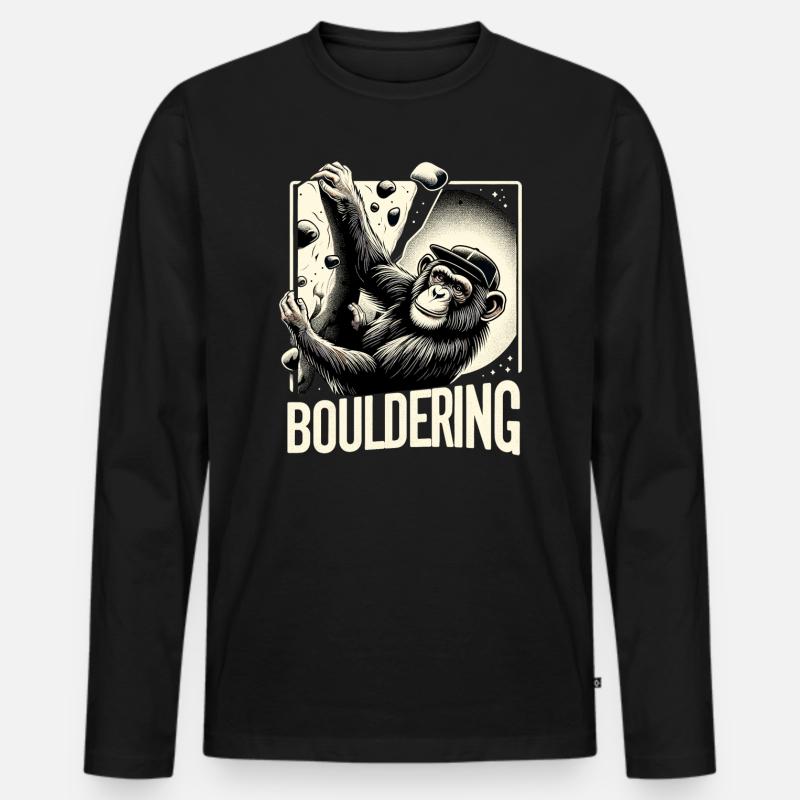Bouldern Schimpanse Klettern Geschenk - Männer Premium Bio Langarmshirt - Schwarz