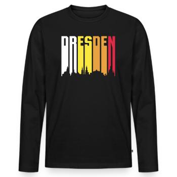 Retro Dresden Skyline Geschenk - Männer Premium Bio Langarmshirt - Schwarz - Vorne - Nico (187cm)