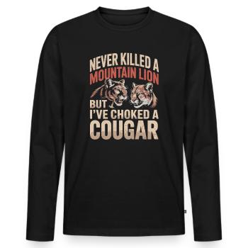 n’a jamais tué un mais - T-shirt manches longues Premium bio Homme - noir - Devant - Nico (187cm)