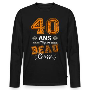 40 years old still handsome, 40 years birthday - Men's Premium Organic Long Sleeve Shirt - black - Front - Nico (187cm)