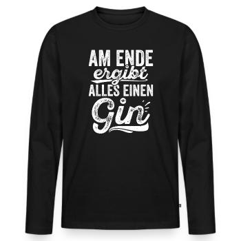Am Ende Ergibt Alles Einen Gin - Wacholderschnaps - Männer Premium Bio Langarmshirt - Schwarz - Vorne - Nico (187cm)