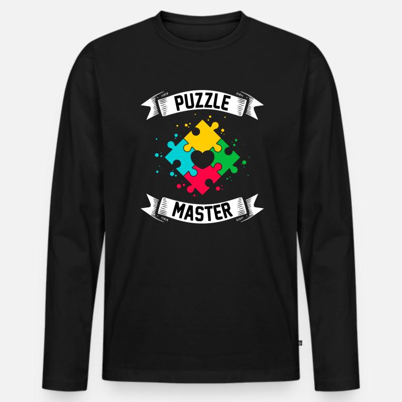 Puzzle-Meister - Männer Premium Bio Langarmshirt - Schwarz