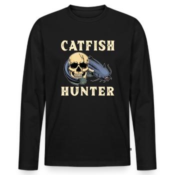 Welsjäger Catfish - Männer Premium Bio Langarmshirt - Schwarz - Vorne - Nico (187cm)