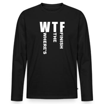 WTF Wo ist das Ziel - Running Runner - Männer Premium Bio Langarmshirt - Schwarz - Vorne - Nico (187cm)