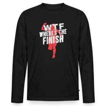 WTF Wo ist das Ziel - Running Runner - Männer Premium Bio Langarmshirt - Schwarz - Vorne - Nico (187cm)