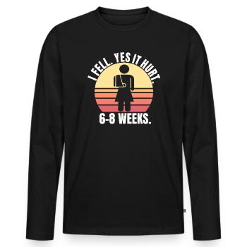 Gebrochener Arm Spruch - Ambruch Fraktur Gipsarm - Männer Premium Bio Langarmshirt - Schwarz - Vorne - Nico (187cm)