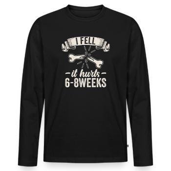 Gebrochener Arm Spruch - Ambruch Fraktur Gipsarm - Männer Premium Bio Langarmshirt - Schwarz - Vorne - Nico (187cm)