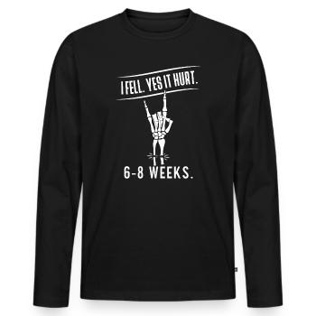 Gebrochener Arm Spruch - Ambruch Fraktur Gipsarm - Männer Premium Bio Langarmshirt - Schwarz - Vorne - Nico (187cm)