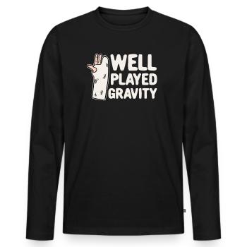 Gebrochener Arm Spruch - Ambruch Fraktur Gipsarm - Männer Premium Bio Langarmshirt - Schwarz - Vorne - Nico (187cm)