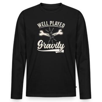 Gebrochener Arm Spruch - Fraktur Gipsarm - Männer Premium Bio Langarmshirt - Schwarz - Vorne - Nico (187cm)