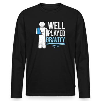 Gebrochener Arm Spruch - Ambruch Fraktur Gipsarm - Männer Premium Bio Langarmshirt - Schwarz - Vorne - Nico (187cm)
