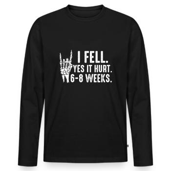Gebrochener Arm Spruch - Fraktur Gipsarm - Männer Premium Bio Langarmshirt - Schwarz - Vorne - Nico (187cm)
