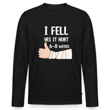 Gebrochener Arm Spruch - Fraktur Gipsarm - Männer Premium Bio Langarmshirt - Schwarz - Vorne - Nico (187cm)