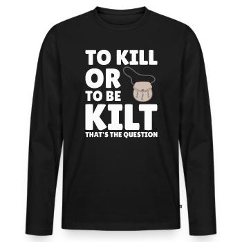 Costume de kilt écossais Saying - Jupe écossaise - T-shirt manches longues Premium bio Homme - noir - Devant - Nico (187cm)