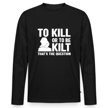 Costume de kilt écossais Saying - Jupe écossaise - T-shirt manches longues Premium bio Homme - noir - Devant - Nico (187cm)