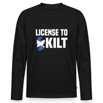 Costume de kilt écossais Saying - Jupe écossaise - T-shirt manches longues Premium bio Homme - noir - Devant - Nico (187cm)