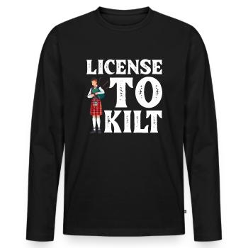 Costume de kilt écossais Saying - Jupe écossaise - T-shirt manches longues Premium bio Homme - noir - Devant - Nico (187cm)