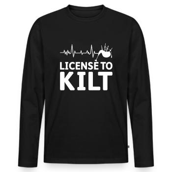 Costume de kilt écossais Saying - Jupe écossaise - T-shirt manches longues Premium bio Homme - noir - Devant - Nico (187cm)