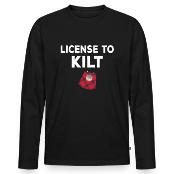 Costume de kilt écossais Saying - Jupe écossaise - T-shirt manches longues Premium bio Homme - noir - Devant - Nico (187cm)