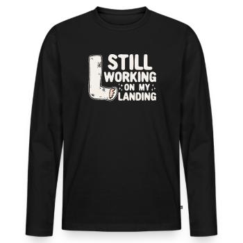 Gebrochenes Bein Spruch - Fraktur Gipsbein - Männer Premium Bio Langarmshirt - Schwarz - Vorne - Nico (187cm)