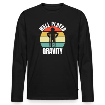 Gebrochenes Bein Spruch - Fraktur Gipsbein - Männer Premium Bio Langarmshirt - Schwarz - Vorne - Nico (187cm)