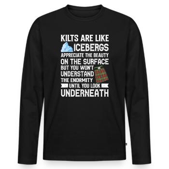 Costume de kilt écossais Saying - Jupe écossaise - T-shirt manches longues Premium bio Homme - noir - Devant - Nico (187cm)