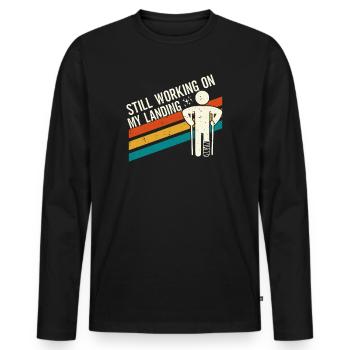 Gebrochenes Bein Spruch - Fraktur Gipsbein - Männer Premium Bio Langarmshirt - Schwarz - Vorne - Nico (187cm)