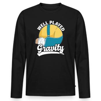 Gebrochener Arm Spruch - Fraktur Gipsarm - Männer Premium Bio Langarmshirt - Schwarz - Vorne - Nico (187cm)