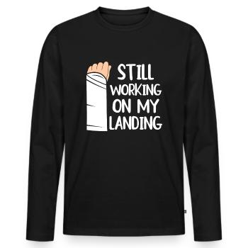 Gebrochener Arm Spruch - Fraktur Gipsarm - Männer Premium Bio Langarmshirt - Schwarz - Vorne - Nico (187cm)