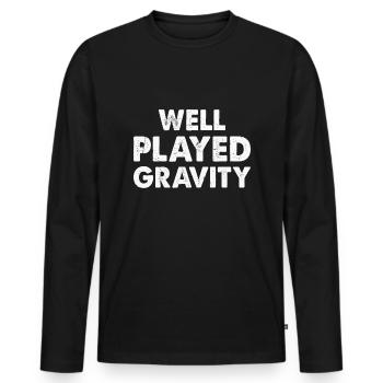 Gebrochener Arm Spruch - Fraktur Gipsarm - Männer Premium Bio Langarmshirt - Schwarz - Vorne - Nico (187cm)