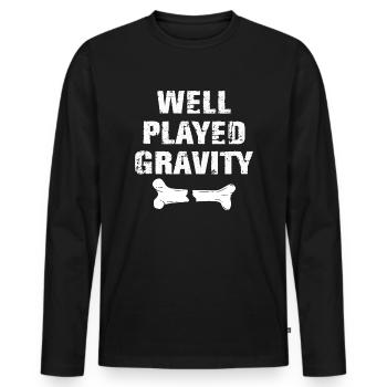 Gebrochener Arm Spruch - Fraktur Gipsarm - Männer Premium Bio Langarmshirt - Schwarz - Vorne - Nico (187cm)