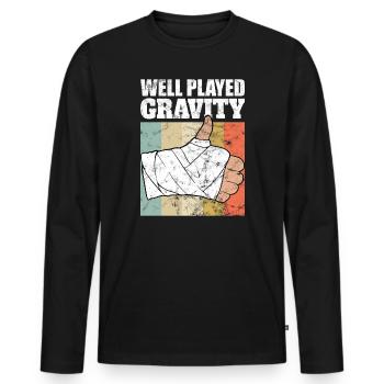 Gebrochener Arm Spruch - Fraktur Gipsarm - Männer Premium Bio Langarmshirt - Schwarz - Vorne - Nico (187cm)