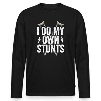 I Do My Own Stunts - Knochenbruch Fraktur - Männer Premium Bio Langarmshirt - Schwarz - Vorne - Nico (187cm)
