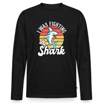 Gebrochenes Bein Spruch - Fraktur Gipsbein - Männer Premium Bio Langarmshirt - Schwarz - Vorne - Nico (187cm)
