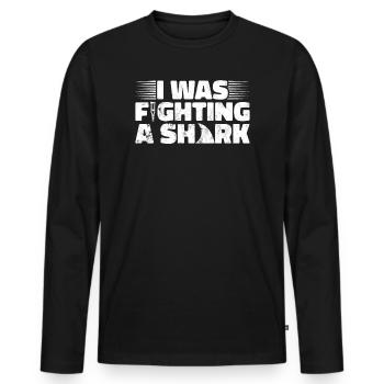 Gebrochenes Bein Spruch - Fraktur Gipsbein - Männer Premium Bio Langarmshirt - Schwarz - Vorne - Nico (187cm)