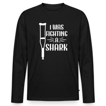 Gebrochenes Bein Spruch - Fraktur Gipsbein - Männer Premium Bio Langarmshirt - Schwarz - Vorne - Nico (187cm)