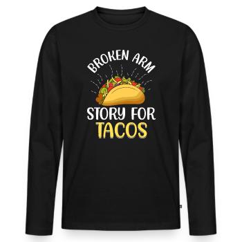 Gebrochener Arm Spruch - Fraktur Gipsarm - Männer Premium Bio Langarmshirt - Schwarz - Vorne - Nico (187cm)