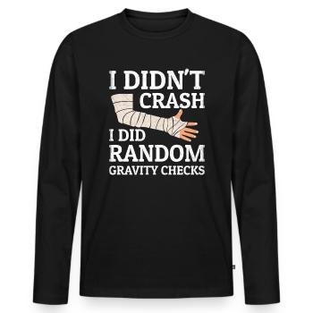 Gravity Checks - Gipsarm Armbruch Knochenbruch - Männer Premium Bio Langarmshirt - Schwarz - Vorne - Nico (187cm)