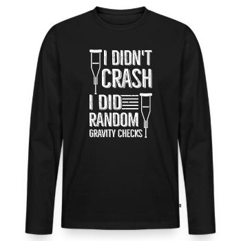 Gravity Checks - Knochenbruch Fraktur - Männer Premium Bio Langarmshirt - Schwarz - Vorne - Nico (187cm)