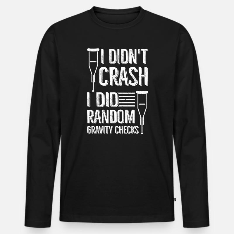Gravity Checks - Knochenbruch Fraktur - Männer Premium Bio Langarmshirt - Schwarz