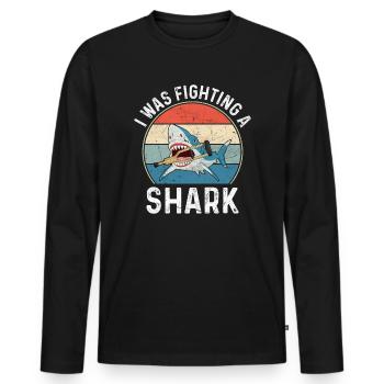 Gebrochenes Bein Spruch - Fraktur Gipsbein - Männer Premium Bio Langarmshirt - Schwarz - Vorne - Nico (187cm)