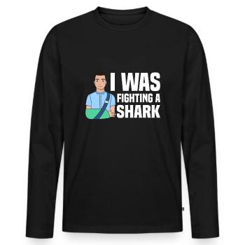 Gebrochenes Bein Spruch - Fraktur Gipsbein - Männer Premium Bio Langarmshirt - Schwarz - Vorne - Nico (187cm)