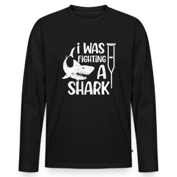 Gebrochenes Bein Spruch - Fraktur Gipsbein - Männer Premium Bio Langarmshirt - Schwarz - Vorne - Nico (187cm)