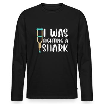Gebrochenes Bein Spruch - Fraktur Gipsbein - Männer Premium Bio Langarmshirt - Schwarz - Vorne - Nico (187cm)