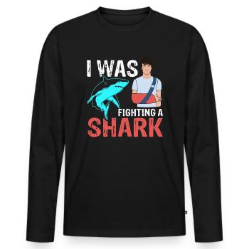 Gebrochenes Bein Spruch - Fraktur Gipsbein - Männer Premium Bio Langarmshirt - Schwarz - Vorne - Nico (187cm)